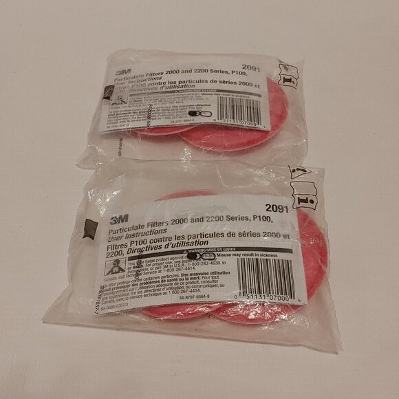 2091 3M Particulate Filters 2000 and 2200 Series P100 PINK 2 PAIRS Sealed - Picture 3 of 4
